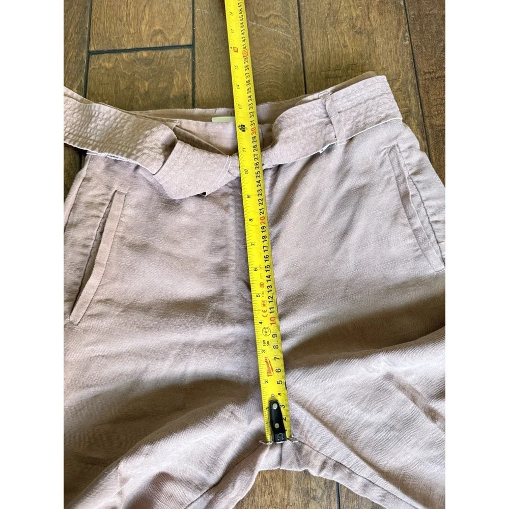 Aritzia Wilfred Linen Trousers Womens 2 Pink High‎ Waist Belted Tapered Pants